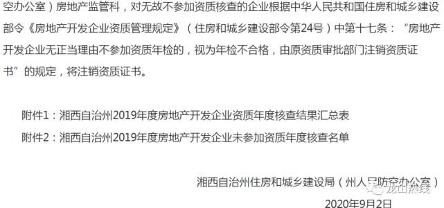 龙山|2019年湘西房产资质核查结果：102家房企需整改，龙山9家！