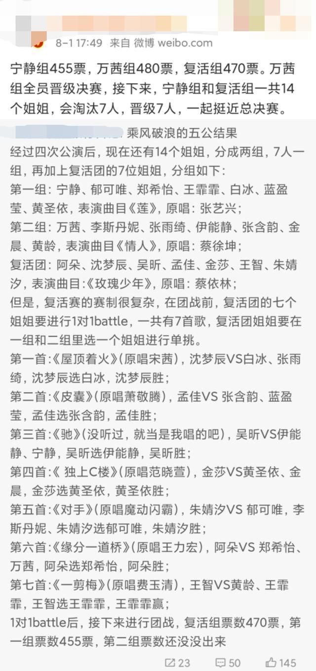  宁静|“浪姐”五公出结果，宁静团遇危机，万茜团全员晋级