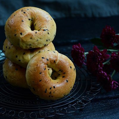  贝果|黑芝麻贝果三明治