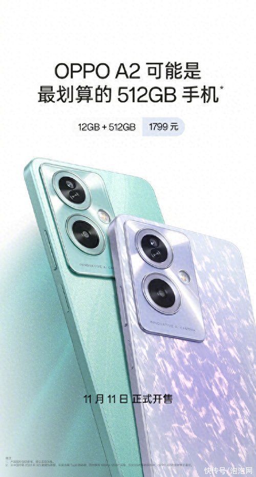 512GB大内存只需1799元 11月11日OPPO A2正式开售