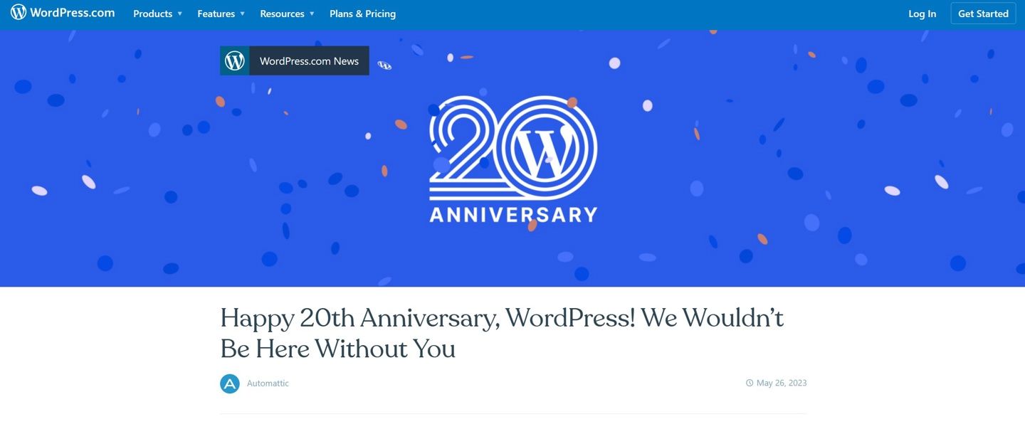 博客平台 WordPress 诞生 20 周年，用户超过 6000 万