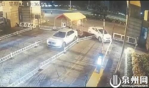  学泉州校区|华侨大学校门口小车撞上三保安 肇事司机逃逸