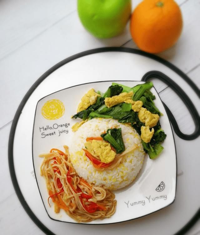 米饭|给女儿的午餐，虽然没有肉没有鱼，但食欲满满味道好，营养也不少