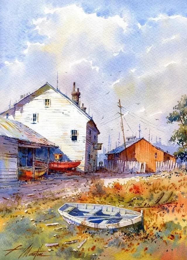 迷人|西班牙艺术家的水彩风景画水色交融、生动自然，太迷人了