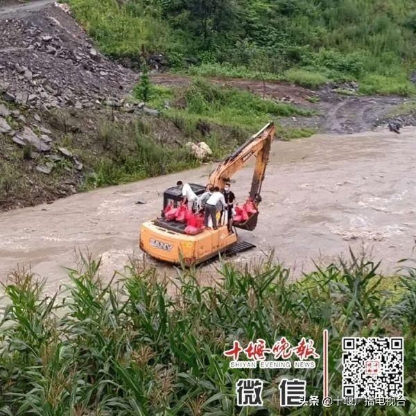 挖掘机|火了!十堰这对新人迎亲时遇河水猛涨!有人开来挖掘机