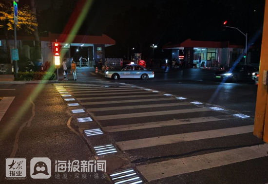 发光|济南首条“发光斑马线”现身山师北门