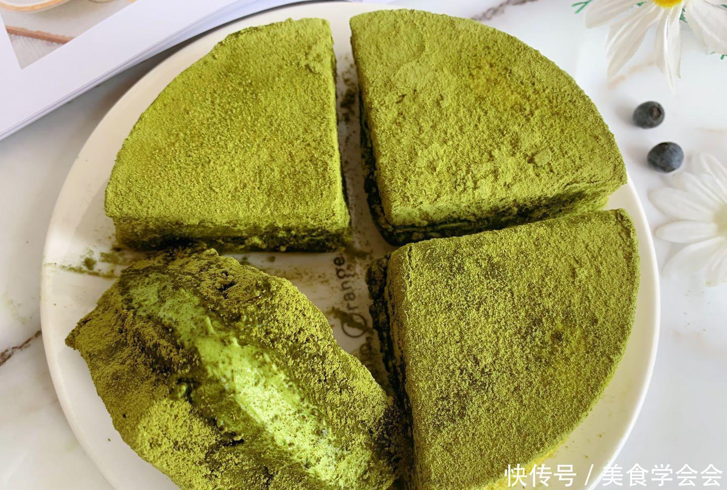 网红|网红抹茶冰乳酪蛋糕,制作简单味道赞,学会了给家人露一手