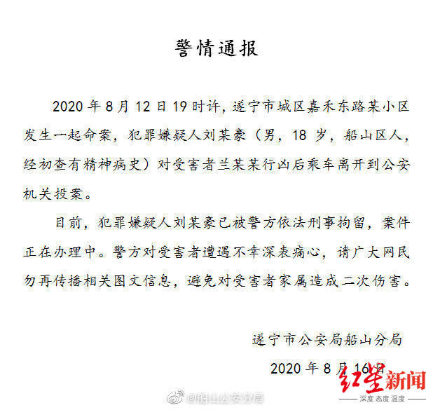回家|8岁男童乘电梯回家遇害：18岁嫌疑人投案 初查有精神病史，曾伤人尚在缓刑期