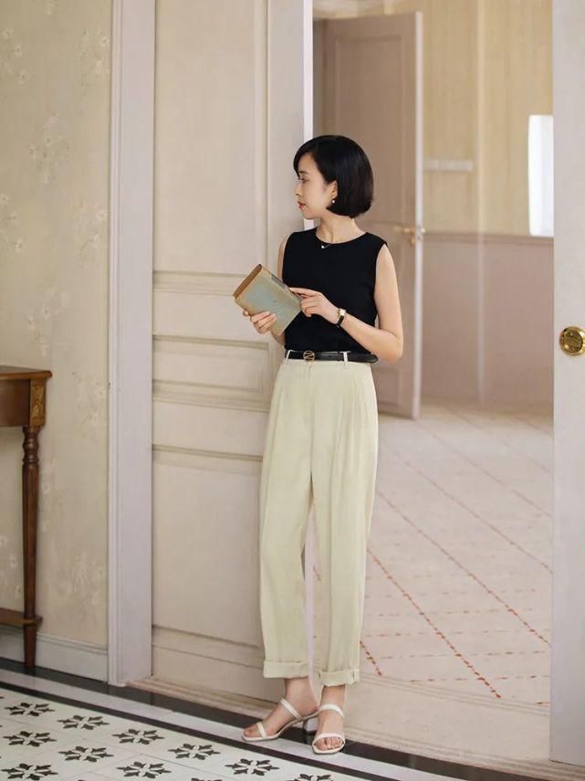 阔腿裤搭配|阔腿裤尽量别配T恤，真正有见识的女人，在穿这些高质感上衣