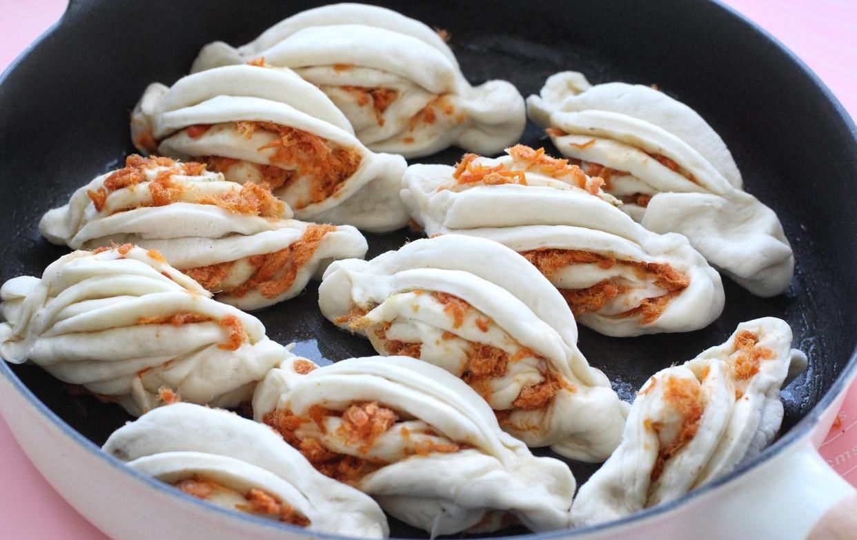  肉松|花卷煎着吃，松软与香脆完美结合，一次发酵省时省力，早餐不愁了