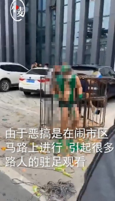 网传|又见“婚闹”？网传“小伙结婚只穿内裤被关铁笼浇绿漆”，网友怒了