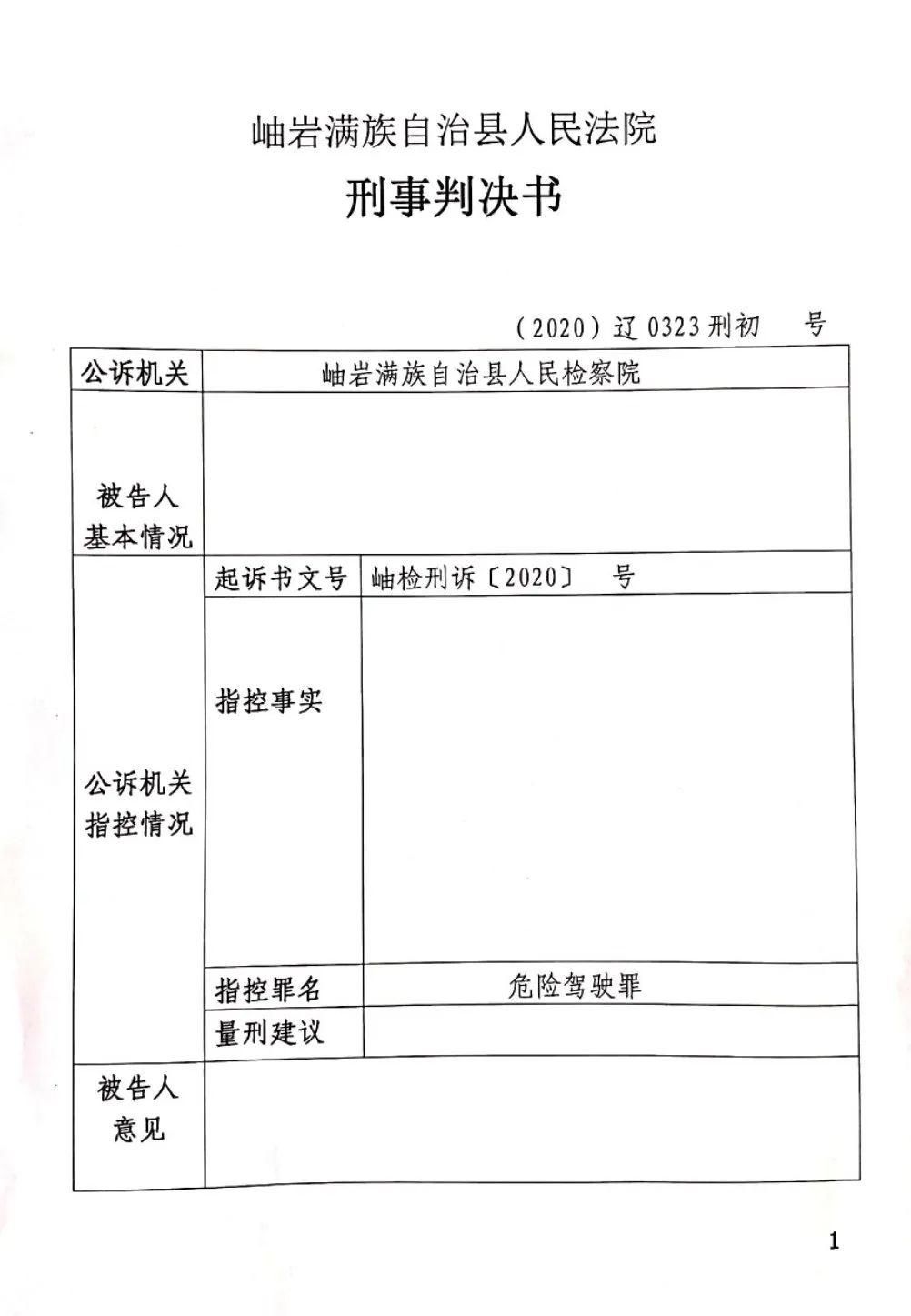 判决书|首发！岫岩法院推行表格式刑事判决书