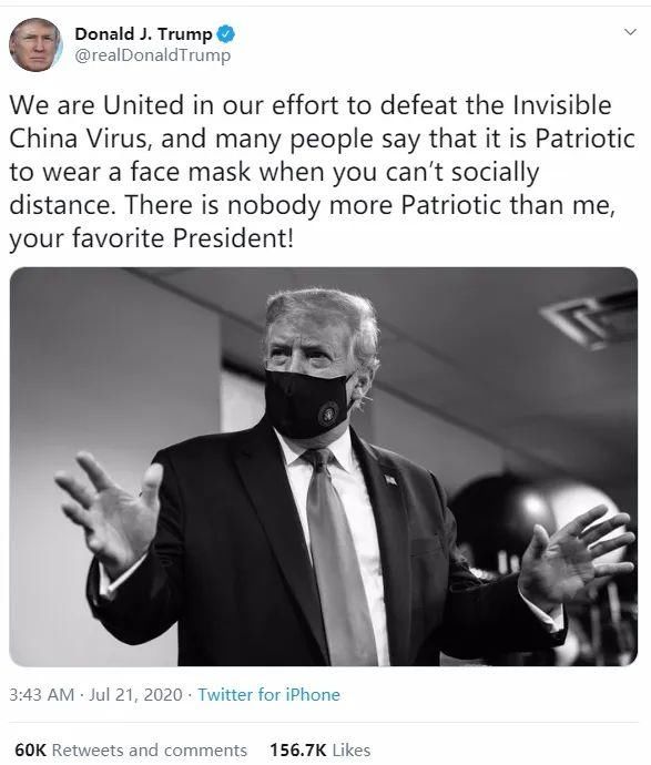 美国人戴|特朗普终于坦白：要变糟了，赶紧戴口罩！网友：晚了