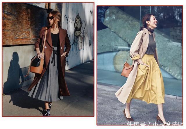 气质|穿腻了风衣+阔腿裤，试试风衣+裙子和牛仔裤，一样高级有气质