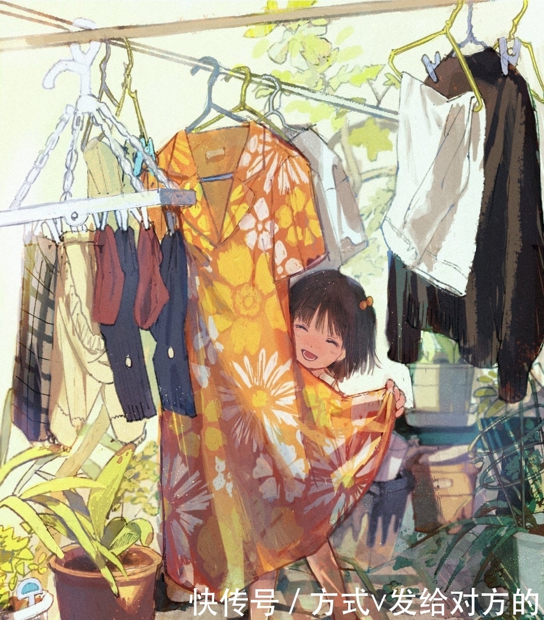  画师淵゛|黄绿色和水系色的光影少女，是夏天的味道呀，看着好舒服的漫画风