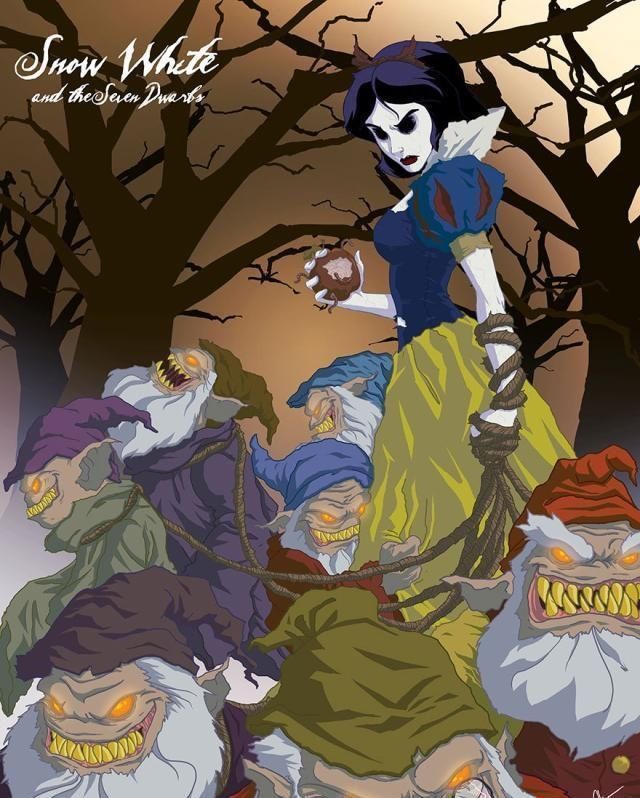  迪士尼|迪士尼公主变成恐怖“怪物”，丧尸让人害怕，吸血鬼画风妖娆！