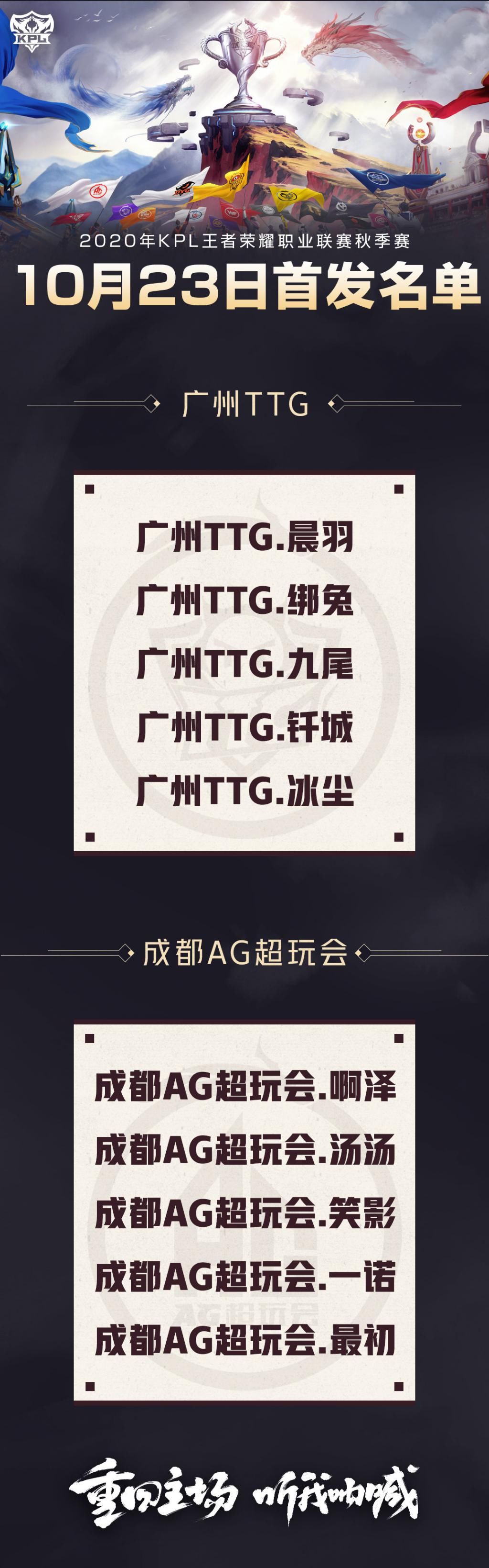 连胜|月光再次调整首发力争七连胜，TTG状态拉满要终结AG超玩会六连胜！
