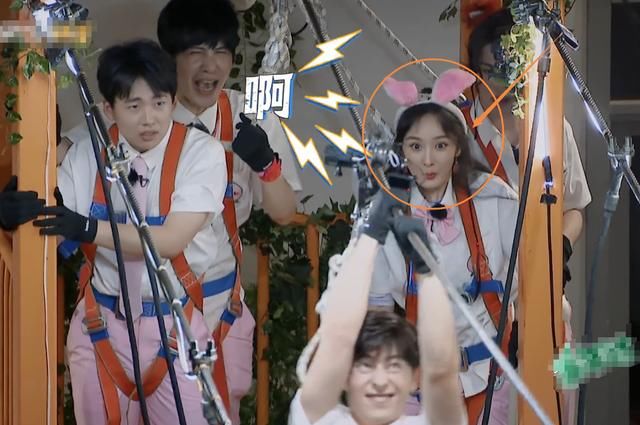  表情|邓伦双脚悬空过铁索，我却注意杨幂的反应，表情像极屏幕前的我