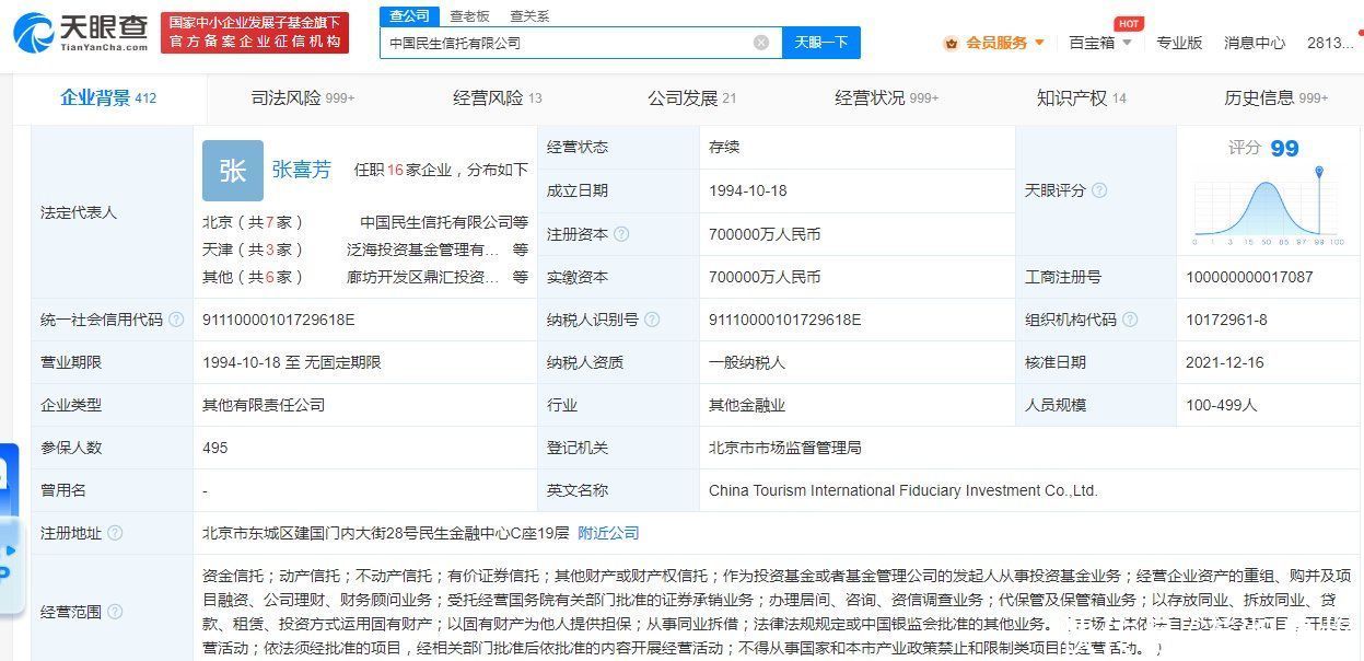 民生信托被强制执行1亿，累计被执行3.76亿