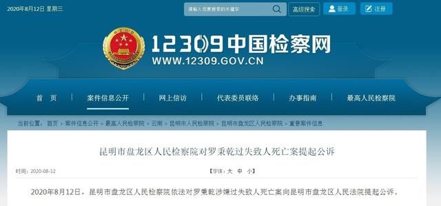 罗秉乾|昆明检方对罗秉乾过失致人死亡案提起公诉
