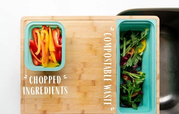  备菜|把砧板挖两个洞，切洗滤一次完成，备菜也可以很轻松