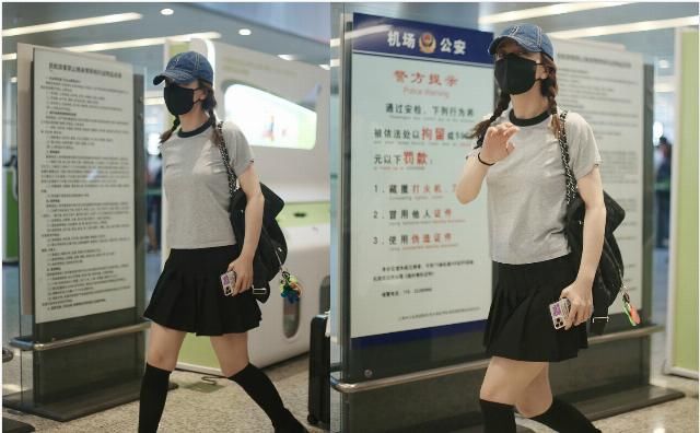  黑色|吴昕哪有37岁的模样，穿黑色百褶裙扎双麻花辫，嫩得像高中生