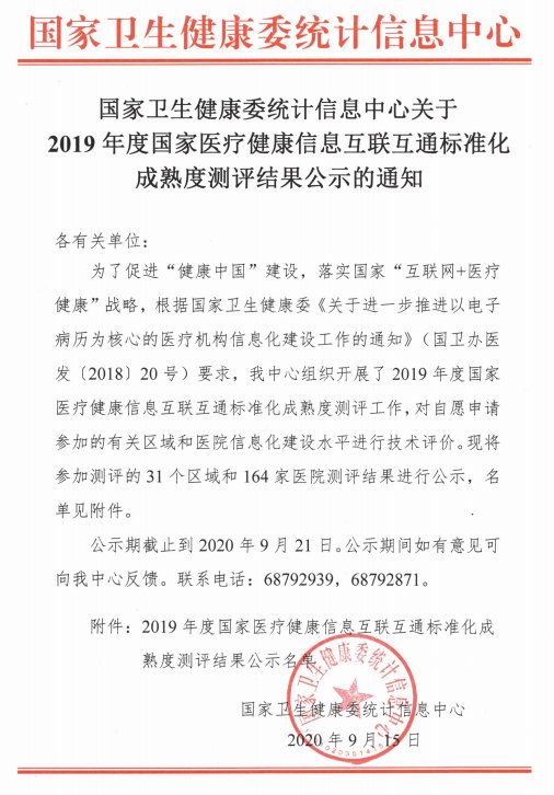  顺利|四级甲等 | 市中心医院顺利通过2019年度互联互通标准化成熟度测评