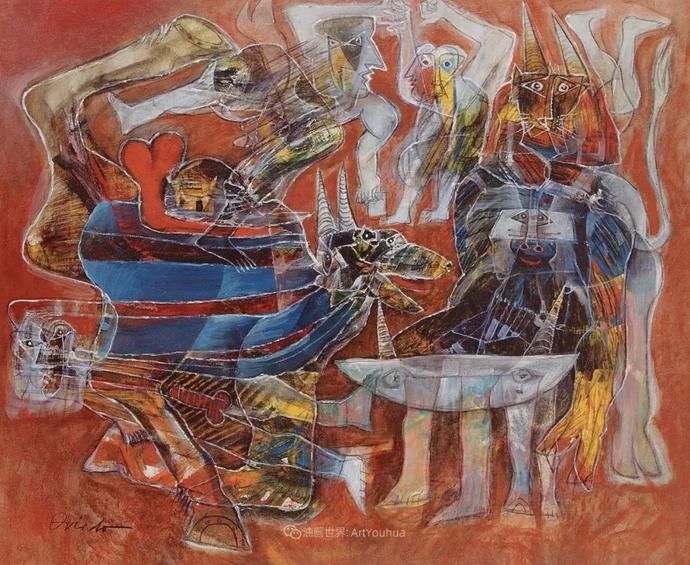  笔触|强烈的笔触和色彩，表现出韧性、肮脏及人性