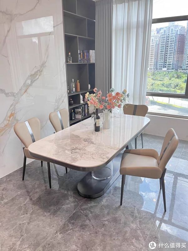 奢石岩板餐桌微晶石现代简约意式家用客厅亚克力长方形大理石饭桌