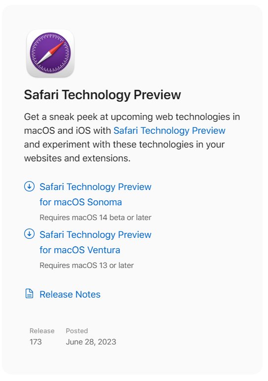 蘋果發布 Safari 瀏覽器技術預覽版 173：可將網站添加到 Dock