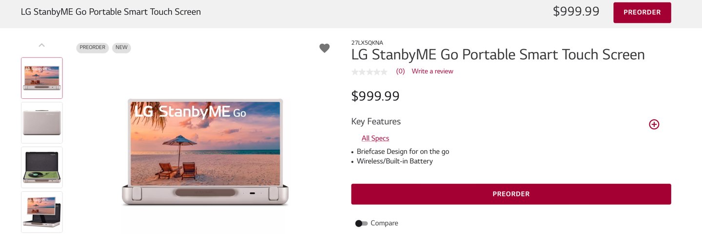 LG StanbyME Go “旅行箱智能屏”上市：27 英寸 FHD，1000 美元