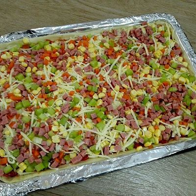  蔬菜|火腿丁蔬菜馅披萨