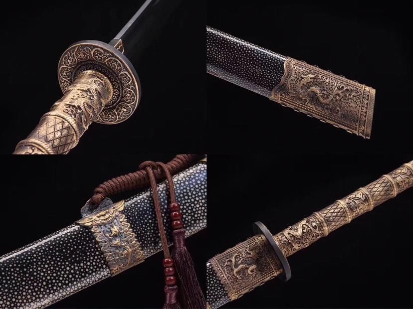  百炼钢|康熙战刀，手工百炼钢锻造，纯铜装