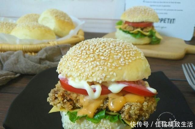 简单|自从学会了鸡腿汉堡这做法,肯德基都不香了,简单好做又好吃