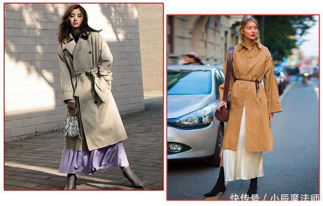 气质|穿腻了风衣+阔腿裤，试试风衣+裙子和牛仔裤，一样高级有气质