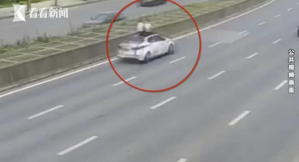  坐到|监控里两男子坐到了车顶上，奇葩的举措竟是因为......