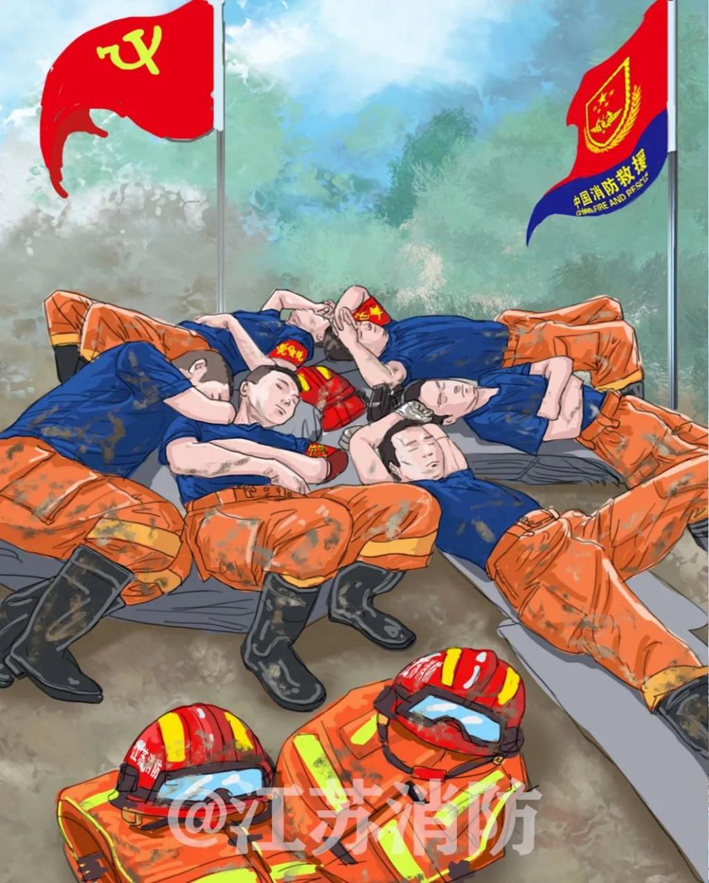 消防指战员|走心了,9幅插画致敬最美火焰蓝