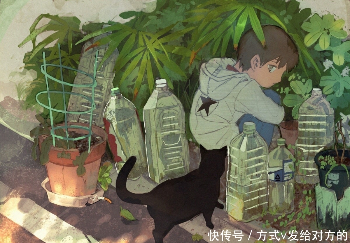  画师淵゛|黄绿色和水系色的光影少女，是夏天的味道呀，看着好舒服的漫画风