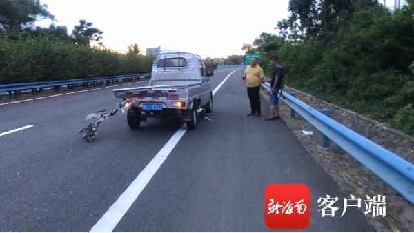  高速|突发！环岛高速万宁段一货车冲向对面公路撞车侧翻