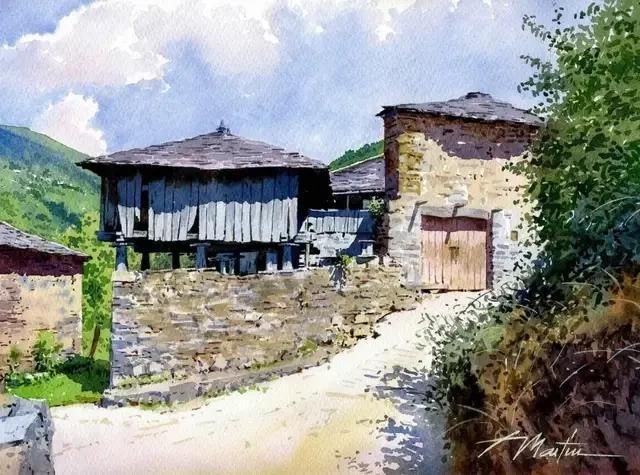 迷人|西班牙艺术家的水彩风景画水色交融、生动自然，太迷人了