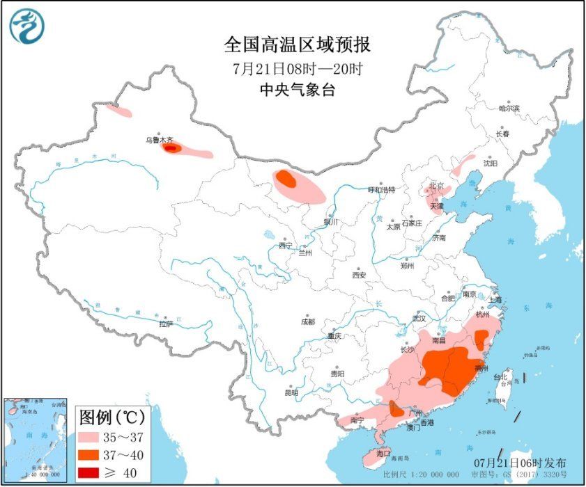 广东|高温黄色预警：福建江西浙江广东最高气温37～39℃