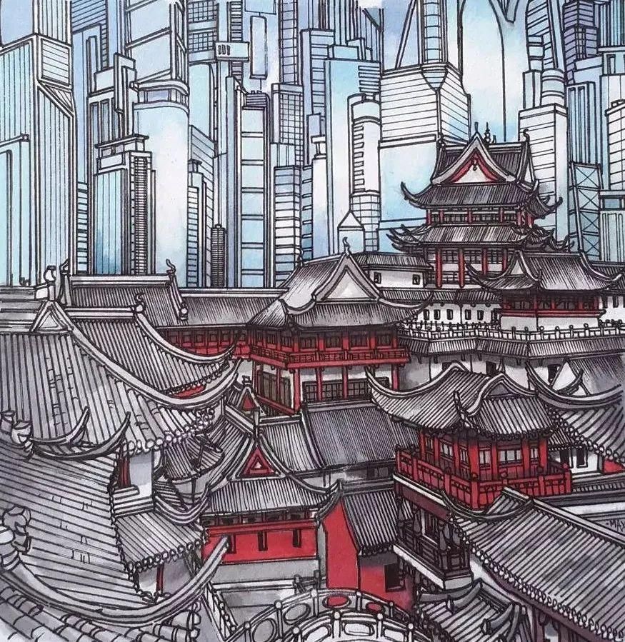 画师|英国插画师的钢笔建筑