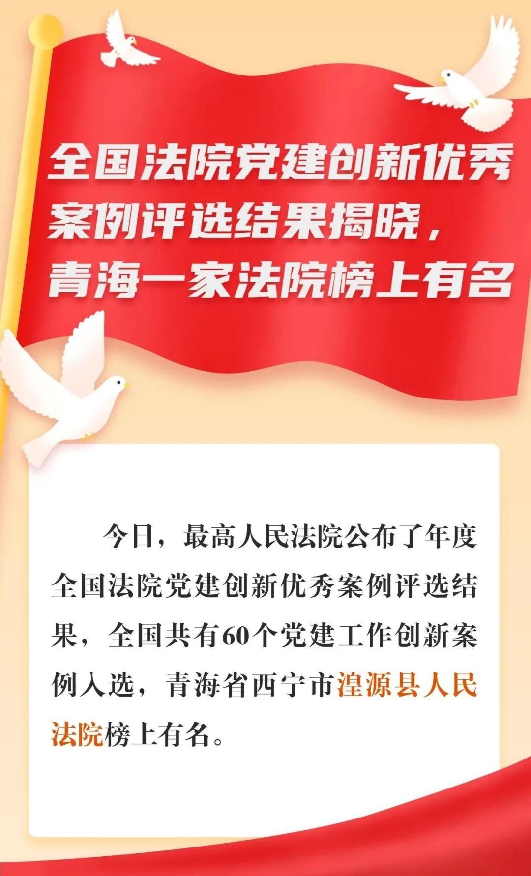 评选|全国法院党建创新优秀案例评选结果揭晓，青海一家法院榜上有名