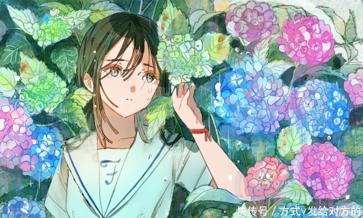  画师淵゛|黄绿色和水系色的光影少女，是夏天的味道呀，看着好舒服的漫画风