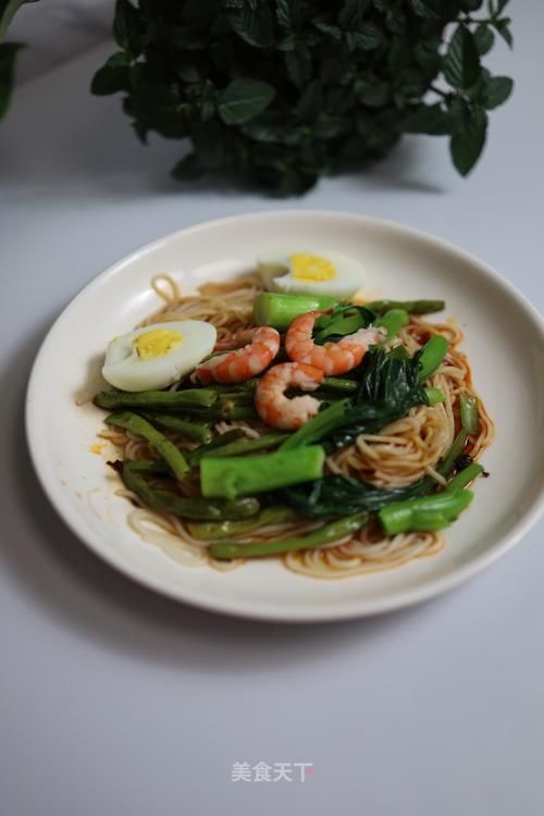  拌面|青菜虾仁鸡蛋拌面