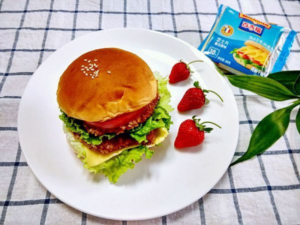  汉堡胚|双层鸡排芝士汉堡