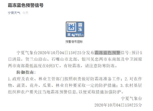  霜冻|@银川人 || 0℃继续！霜冻继续！降温继续！单衣单裤不能再继续！