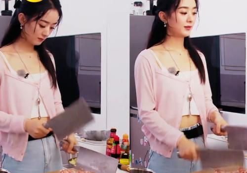  样子|以为赵丽颖不会做饭，看她拿两把刀剁肉馅的动作，才知小看她了