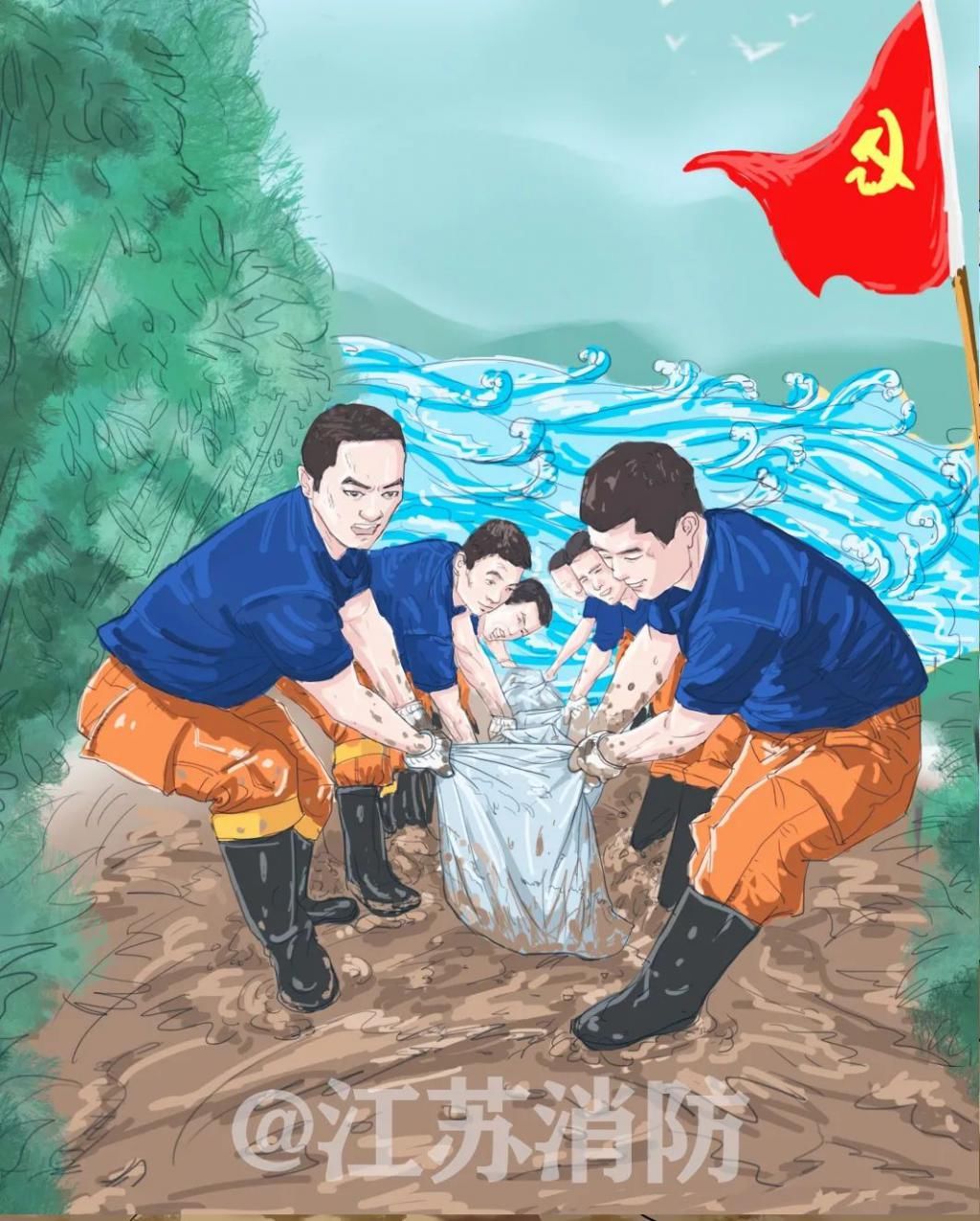 消防指战员|走心了,9幅插画致敬最美火焰蓝