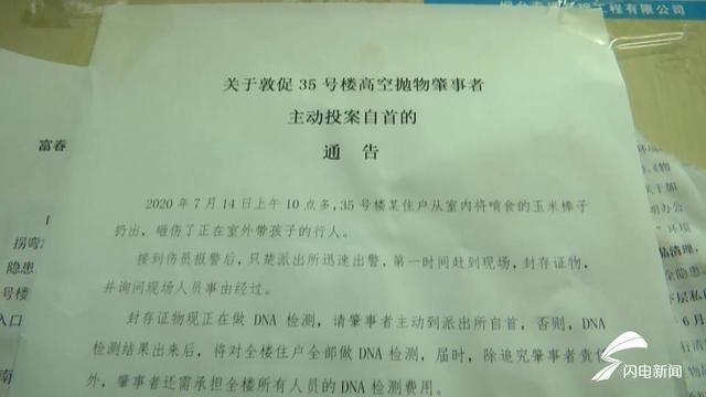  民事责任|天降玉米棒砸伤行人 物业DNA检测通告“吓”出肇事者 律师：民事责任尚可免 治安处罚或难逃